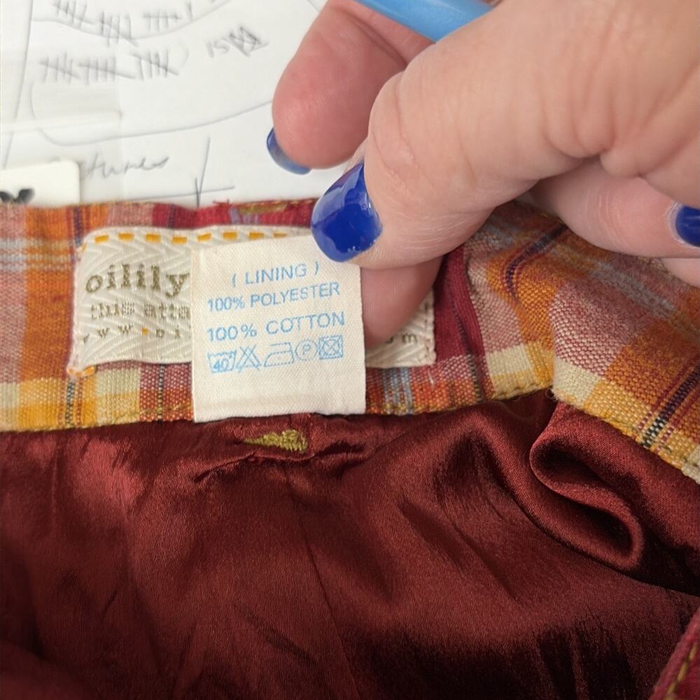 Oilily Jeans Wear Plaid Button Zip Closure Skirt Womens Size 42 US 10 12 - Picture 6 of 7